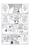 absurd_res anthro aranami_kujira blush bodily_fluids brown_tail_(artist) canid canine clothing comic embarrassed english_text felid feline group happy hard_translated hetare hi_res hoodie male mammal nervous nervous_smile nervous_sweat shirt smile sweat text third-party_edit topwear translated translation_edit