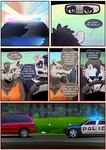 american_opossum anthro black_body brown_body brown_eyes car comic dialogue driving duo english_text female grimart inside_car inside_vehicle looking_at_another male mammal marsupial mirror open_mouth text vehicle white_body