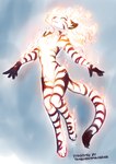 2024 anthro atronach breasts burning casual_nudity chest_tuft conditional_dnp digitigrade featureless_breasts featureless_crotch felid female fire floating flora_(twokinds) fur glowing glowing_body glowing_fur glowing_hair gradient_background hair hi_res implied_nudity keidran levitation mammal microsoft navel pantherine restricted_palette simple_background sketch sky smile solo striped_body striped_fur stripes the_elder_scrolls tiger tom_fischbach tuft twokinds