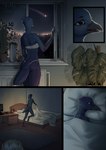 absurd_res anthro avian beak bird bra clothing comic corvid corvus_(genus) female hi_res kruky_(spotty.cat) night nude oscine panties passerine plant raven soft_light solo spotty.cat star underwear