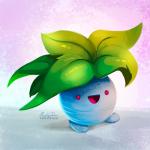 1:1 2016 ambiguous_gender digital_media_(artwork) digital_painting_(artwork) generation_1_pokemon nintendo oddish open_mouth pokemon pokemon_(species) solo tsaoshin