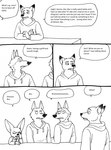 2023 anthro bernielover bernielover's_college_au canid canine canis claws clothed clothing comic dialogue disney english_text facepalm fennec_fox finger_claws finnick_(zootopia) fox fur group hi_res hoodie humanoid_hands male mammal monochrome nick_wilde red_fox speech_bubble text topwear true_fox wolf zootopia