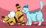 antennae_(anatomy) anthro arthropod balls bee belly black_eyes black_nose blue_body blue_fur bodily_fluids candy candycat_(poppy_playtime) cat-bee_(poppy_playtime) cunnilingus dessert digital_media_(artwork) domestic_cat duo e-01 erection felid feline felis female feral feral_on_feral food fur fur_markings genital_fluids genitals hi_res hybrid hymenopteran insect long_tongue male male/female mammal markings mob_entertainment open_mouth oral overweight penile_spines penis poppy_playtime precum saliva sex simple_background smile stripes tail tongue tongue_out vaginal white_body white_fur wings yellow_body yellow_fur