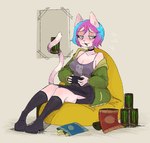 Rating: s
ID: 5092622
Date: 2024-10-04 00:29:45 -0400
Status: active
Score: 62
2024 4_fingers anthro bean_bag beverage_can blue_eyes blue_hair boots bottomwear breasts chips_(food) cleavage clothed clothed_anthro clothed_female clothing controller digital_drawing_(artwork) digital_media_(artwork) domestic_cat emanata eyelashes felid feline felis female female_anthro fingers food footwear full-length_portrait game_controller green_clothing green_topwear grey_clothing grey_shirt grey_tank_top grey_topwear hair half-closed_eyes hi_res holding_controller holding_game_controller holding_object looking_aside mammal mishi_(catmorrs) monster_energy monster_energy_can multicolored_hair narrowed_eyes portrait prehensile_tail purple_hair shirt shoes simple_background sitting skirt solo tail tank_top topwear two_tone_hair zzzilart post #5092622