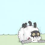 1:1 2019 bovid caprine comic daww generation_8_pokemon grass hi_res mammal nintendo otakubartender plant pokemon pokemon_(species) simple_background smoke solo upside_down wooloo