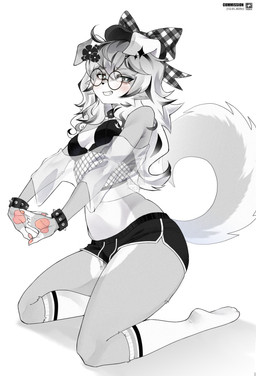 Rating: s
ID: 5568312
Date: 2025-05-12 23:57:27 -0400
Status: active
Score: 19
absurd_res accessory anthro beret black_bracelet black_collar blush blush_lines bone_collar_tag bow_ribbon bracelet breasts button_ears canid canine canis cheek_tuft clothing collar collar_tag curled_tail dolphin_shorts domestic_dog extended_arm eyeliner eyewear facial_tuft female fishnet_clothing fishnet_topwear floppy_ears flower flower_in_hair footwear full_cleavage fur glasses hair hair_accessory hairclip hat headgear headwear hi_res jewelry kneeling looking_at_viewer makeup mammal miran_(prototrode) multicolored_body multicolored_fur multicolored_hair pawpads plaid plant round_glasses simple_background smile smiling_at_viewer socks solo sparkles spiked_bracelet spiked_collar spikes stretching stretching_arms stripes tail teeth topwear translucent translucent_clothing tuft two_tone_body two_tone_fur two_tone_hair watermark white_background xyge post #5568312