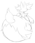 2021 ambiguous_anthro ambiguous_gender anthro arm_tuft back_tuft barefoot big_butt biped black_and_white bottom_heavy butt canid cheek_tuft delphox digital_drawing_(artwork) digital_media_(artwork) digitigrade ears_up facial_tuft feet female fingers fluffy fluffy_tail full-length_portrait fur fur_tuft generation_6_pokemon head_turned hi_res huge_butt hyper_pear inner_ear_fluff maddeku mammal monobutt monochrome morbidly_obese morbidly_obese_ambiguous morbidly_obese_anthro nintendo obese obese_ambiguous obese_anthro overweight overweight_ambiguous overweight_anthro pokemon pokemon_(species) portrait pseudo_clothing rear_view shoulder_tuft simple_background sketch solo standing tail thick_thighs three-quarter_view toes tuft white_background wide_hips