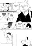 anthro canid canine clothing comic dialogue english_text female fur hi_res human kemono lila_(kashiwagi_aki) male mammal monochrome revoli text translated yakantuzura