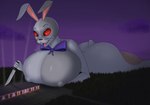 anthro big_breasts big_butt breasts butt female five_nights_at_freddy's hi_res huge_breasts knife lagomorph landscape_dwarfing leporid macro mammal r-rova rabbit scottgames solo vanny_(fnaf)