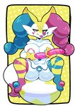 absurd_res anthro balloon big_breasts blacephalon braixen breasts clothing clown female footwear generation_6_pokemon generation_7_pokemon hi_res hybrid inflatable legwear nintendo pokemon pokemon_(species) socks solo somescrub spread_legs spreading tail thick_thighs thigh_highs thigh_socks tongue tongue_out ultra_beast