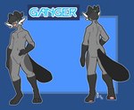 2016 3_toes 4_fingers anthro areola biped black_hair blue_background bottomwear character_name clothing dewott eyewear eyewear_only fan_character featureless_crotch feet fingers ganger generation_5_pokemon glasses glasses_only gloves_(marking) green_eyes grey_body hair humanoid_hands kokoro-doll male markings model_sheet nintendo nude outline pawpads pink_areola pink_nose pink_pawpads pokemon pokemon_(species) pokemorph short_hair signature simple_background smile solo tattoo toes wearing_glasses whiskers white_whiskers wristband