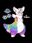 1_horn absurd_res alpha_channel angelic animate_inanimate anthro bottom_heavy female fluffy heart_eyes heart_symbol hi_res horn kangaroobun living_pinata lollydragon mama_(kangaroobun) markings multicolored_markings narrowed_eyes pinata rainbow_markings slightly_chubby slightly_chubby_anthro slightly_chubby_female striped_horn stripes white_body white_wings wide_hips wings