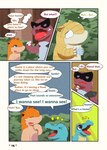 comic darrow0 dialogue english_text feral forest generation_1_pokemon generation_2_pokemon generation_5_pokemon hi_res krookodile male max_potion mo_(darrow) nintendo plant pokemon pokemon_(species) pol_(darrow) quilava sandshrew semi-anthro speech_bubble text totodile tree yuel