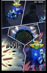 absolutedream absurd_res animated_skeleton anthro asgore_dreemurr beard black_border blonde_hair bone border clothed clothing comic facial_hair hair hi_res horn humanoid long_ears male mature_anthro mature_male portal power_cord sans_(undertale) silhouette skeleton undead undertale undertale_(series) w.d_gaster