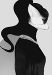 2018 anthro black_clothing black_hair black_sweatshirt black_topwear canid canine clothed clothing digital_media_(artwork) digital_painting_(artwork) eyewear female female_anthro fully_clothed fur glasses greyscale hair half-length_portrait hi_res kane780302 kemono long_hair mammal monochrome monotone_body monotone_fur monotone_hair ponytail portrait shaded side_view simple_background solo standing sweatshirt topwear white_background white_body white_ears white_fur white_inner_ear