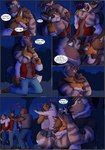 anthro asphyxiation bear beard brett_(pickles-hyena) canid canine canis chokehold choking clothed clothing comic dialogue dobermann domestic_dog duo english_text facial_hair family_tensions fox fully_clothed garret_(pickles-hyena) gloves_(marking) group headpat hi_res hyena kissing kissing_head male male/male mammal markings muscular mustelid musteline night pickles-hyena pinscher speech_bubble striped_hyena suid suina sus_(pig) text threatening true_musteline weasel wild_boar