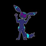 1:1 adam_teh_bre alpha_channel anthro blue_body blue_fur blue_tail bump_attack collar eeveelution full-length_portrait fur generation_2_pokemon long_ears markings multicolored_body multicolored_fur nintendo pawpads paws pink_eyes pink_pawpads pink_sclera pokemon pokemon_(species) portrait shiny_pokemon smile solo tail tail_markings teeth two_tone_body two_tone_fur two_tone_tail umbreon