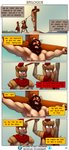 absurd_res anthro blasphemy comic crucifixion dialogue domestic_cat english_text facial_hair felid feline felis furry_jesus_(james_howard) group hi_res james_howard jesus_christ lion male mammal masochism onlyfans pantherine religion roman sacrilegious subscribestar suntan tan_body tan_line text url