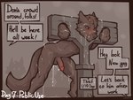 4:3 ambiguous_gender anthro balls bodily_fluids butt canid canid_demon canine canis clyde_wolf cum cum_drip cum_in_ass cum_in_mouth cum_inside cum_on_butt cum_on_face cum_on_ground cum_on_leg demon dialogue digital_media_(artwork) dripping english_text erection fur genital_fluids genitals group hair hellhound horn humanoid_genitalia humanoid_penis humiliation kinktober male male_focus mammal mythological_canine mythological_creature mythology nude penis public public_erection public_humiliation public_nudity public_use punishment restraints shy simple_background solo_focus speech_bubble stocks submissive submissive_male tail text