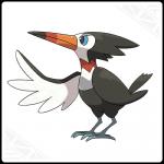 1:1 2016 alpha_channel ambiguous_gender avian beak bird black_body black_eyes black_feathers blue_sclera border feathers feral generation_7_pokemon low_res nintendo official_art pokemon pokemon_(species) simple_background solo tail tail_feathers thin_calves transparent_border trumbeak unknown_artist white_background white_body white_feathers