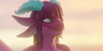 2:1 3d_(artwork) 3d_animation alternate_version_at_source ambiguous_gender animated anthro blue_eyes cera_(ceraferis) digital_media_(artwork) dragon expressions female female_(lore) flat_chested hair hi_res horn looking_at_another mythological_creature mythological_scalie mythology no_sound pink_body reptile scalie short_playtime simple_background sky smile solo vornoxxr webm worried worried_face worried_look