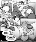 2021 absurd_res age_difference anthro anthro_on_anthro anthro_penetrated anthro_penetrating anthro_penetrating_anthro balls baseball_cap belly big_belly big_dom_small_sub blush boss boss_and_employee bossman_(kamudragon) canid canine canis clothing comic dialogue domestic_dog dominant dominant_anthro dominant_male duo employee_(kamudragon) english_text erection eye_contact fellatio genitals glans glistening glistening_genitalia glistening_penis hat headgear headwear hi_res intraspecies kamudragon larger_male looking_at_another low-angle_view male male/male male_penetrated male_penetrating male_penetrating_male mammal mature_anthro mature_male moan monochrome moobs multiple_scenes older_male oral oral_penetration overweight overweight_anthro overweight_male penetration penile penile_penetration penis saggy_balls sex sitting size_difference smaller_male smaller_penetrated speech_bubble submissive submissive_anthro submissive_male text unprofessional_behavior url wolf younger_male younger_penetrated