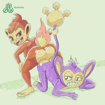 1:1 3_toes aibuns_(zyasixpear) aipom anthro ass_to_ass big_butt bored bubble_butt butt chimchar duo feet generation_2_pokemon generation_4_pokemon hi_res male male/male mammal nails nintendo nude pokemon pokemon_(species) primate tail tail_grab toenails toes zyasixpear_(artist)