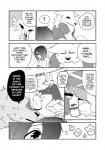 anthro canid canine clothing comic dialogue english_text female fur greyscale hair hair_over_eye hi_res human kemono lila_(kashiwagi_aki) male mammal monochrome one_eye_obstructed rolf text translated yakantuzura zinovy