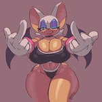 1:1 5_fingers anthro bat breasts cleavage clothed clothing double_middle_finger eyeshadow female fingers fur gesture gloves hand_gesture handwear looking_at_viewer makeup mammal middle_finger one_eye_closed rouge_the_bat sega signature simple_background sketch smile solo sonic_the_hedgehog_(series) tan_body tan_skin wgzrth white_body white_fur wings wink