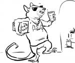 2016 alcohol alpha_sigma_phi anthro beer beverage black_and_white black_nose clothing college digital_media_(artwork) eyewear fraternity full-length_portrait fur glasses happy holding_object male mammal monochrome mouse murid murine open_mouth party party_mouse_(character) portrait rodent school shirt solo sunglasses teeth topwear trash_can victor_(cartoonist)