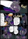 bandage bars clothed clothing comic cutie_mark dialogue digital_media_(artwork) english_text equid equine female friendship_is_magic fur hair hasbro horn magic mammal mane metal_(artist) multicolored_hair my_little_pony mythological_creature mythological_equine mythology prison_cell purple_body purple_fur purple_hair ring solo text twilight_sparkle_(mlp) two_tone_hair unicorn