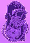 2023 alien alien_(franchise) big_butt butt exoskeleton faceless_character female genitals hand_on_leg hand_on_thigh hi_res humanoid looking_at_viewer purple_body pussy solo tail thick_thighs wide_hips xenomorph zummeng