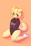 2023 absurd_res alternate_version_at_source anthro belle_(jupiter_europe) blush bottomwear breasts canid canine canis clothed clothing collar cropped_hoodie digital_media_(artwork) domestic_dog female female_anthro floppy_ears footwear fur hair hi_res hoodie hotpants jupiter_europe kemono leash looking_at_viewer mammal shoes shorts sitting sneakers solo topwear under_boob wariza