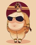 2024 2d_animation 4:5 animated anthro belly big_belly big_breasts blush bouncing_belly bouncing_breasts breasts breath brown_hair clothing dabbledraws female giraffe giraffid hair hooves horn huge_breasts kubwa_kalua mammal navel obese obese_anthro obese_female ossicone overweight overweight_anthro overweight_female pink_hair short_playtime solo standing struggling_to_fit thick_thighs thong underwear wide_hips