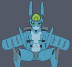 2017 a-10 aida_(vawfag) aircraft airplane anthro armor armor_plates bedroom_eyes blue_body breasts digital_media_(artwork) female green_eyes green_sclera joints living_aircraft living_machine living_vehicle machine narrowed_eyes not_furry robot robot_anthro robot_ears seductive simple_background sitting small_breasts solo spread_legs spreading vawfag vehicle wings