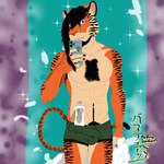 1:1 animal_humanoid anthro bastianlionheart bulge clothing detailed_bulge erection felid felid_humanoid feline feline_humanoid hair humanoid indian looking_at_viewer male mammal mammal_humanoid meme muscular muscular_male pantherine selfie shampoo_challenge solo tiger underwear vishnu_kathun_(character)