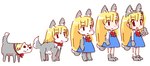 2015 akuma_gaoru animal_humanoid anthro blonde_hair blue_clothing blue_dress canid canid_humanoid canine canine_humanoid canis clothing dipstick_tail dress fake_ears female feral fur furry_scale futaba_channel grey_body grey_fur hair human humanoid mammal mammal_humanoid markings multiple_angles red_ribbon sequence simple_background tail tail_markings transformation utubo white_background white_face white_tail_tip young young_anthro young_female young_human young_humanoid