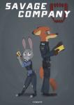 2016 absurd_res anthro belt bulletproof_vest canid canine clothed clothing comic cover cover_art cover_page dart_gun dipstick_ears disney duo ear_markings electroshock_weapon english_text eyewear female fox hi_res holding_object holding_weapon judy_hopps lagomorph leporid male mammal multicolored_ears nick_wilde police police_uniform rabbit red_fox stun_gun sunglasses text toeless_legwear tranquilizer true_fox uniform utility_belt weapon yitexity zootopia