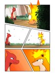 charmeleon comic darrow0 english_text fire forest generation_1_pokemon generation_2_pokemon hi_res nintendo plant pokemon pokemon_(species) pol_(darrow) quilava speech_bubble text totodile tree yuel