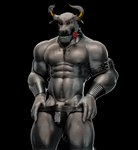 3d_(artwork) abs absurd_res anthro arm_strap armwear bedroom_eyes belly_tattoo biceps big_arms big_muscles big_pecs big_penis black_background black_leather blender_(artwork) blender_eevee body_hair bovid bovine cattle chest_hair clothed clothing clothing_pull cross cross_necklace dancer_outfit digital_media_(artwork) elbow_gloves flower flower_in_mouth fur gender_symbol genitals gloves glowing glowing_eyes gold_(metal) gold_jewelry greasy grey_body grey_fur half-erect handwear happy_trail hi_res horn horn_markings huge_muscles huge_pecs jewelry jockstrap jockstrap_only laced_jockstrap laced_underwear leather leather_clothing lgbt_pride male male/male_symbol male_symbol mammal markings moobs muscular muscular_male narrowed_eyes necklace necklace_only nude painting_(object) partially_clothed pecs penis penis_base pinup plant pose pulling_pants_down red_eyes rexwolf rose_(flower) rose_in_mouth seductive seville sexuality_symbol showing_chest simple_background smile smiling_at_viewer smirk smirking_at_viewer solo spanish_description spanish_fighting_bull spanish_flag spanish_text striped_body stripes stripper symbol tattoo text thick_arms topless underwear underwear_down underwear_only wide_hips