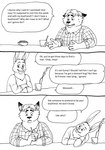 2023 anthro bernielover bodily_fluids canid canine carrot clothing comic dialogue disney duo english_text fan_character food fox gideon_grey hi_res humanoid_hands lagomorph leporid mammal monochrome nate_hopps plant rabbit red_fox shirt slightly_chubby sweat text topwear true_fox vegetable zootopia