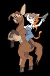 alpha_channel anthro breasts duo elephant elephantid equid equine felid feline female feral genitals gun gynomorph hi_res horse hybrid intersex lynx mammal penis proboscidean ranged_weapon rodeo tama-tama weapon