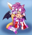 amy_rose anthro areola bat big_breasts boots breasts clothing duo erect_nipples eulipotyphlan female female/female footwear hedgehog mammal membrane_(anatomy) membranous_wings nipples pink_body rouge_the_bat sega shoes sonic_the_hedgehog_(series) toufu_(artist) wings