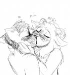 anthro black_and_white blush bovid bovid_horn caprine caprine_horn comic domestic_cat domestic_sheep duo eyes_closed felid feline felis gay_awakening hi_res hladilnik horn kissing male male/male mammal moan monochrome ram_horn sheep