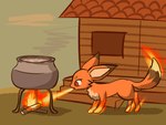 4:3 baking building cake canid canine cooking dessert female feral fire food fox foxparks hi_res mammal pal_(species) palworld pocketpair solo yuumisocute