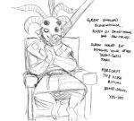 2018 anthro biped black_and_white chair clothed clothing comic dialogue english_text fangs furniture hladilnik horn male male_anthro mammal monochrome rodent simple_background sitting skaven smile solo teeth text warhammer_(franchise) warhammer_fantasy white_background