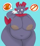 absurd_res anthro areola belly beverage big_areola big_belly big_breasts big_butt bodily_fluids breasts butt curvy_figure deep_navel embarrassed fan_character female food generation_4_pokemon hi_res huge_butt jewelry looking_away navel nintendo nipples obese obese_anthro obese_female overweight overweight_anthro overweight_female plantedpot pokemon pokemon_(species) solo sweat thick_thighs weavile weight_gain wide_hips