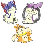 buizel disguise feral generation_2_pokemon generation_4_pokemon generation_7_pokemon group maguwhite male mimikyu nintendo pokemon pokemon_(species) quentinmimikyu quilava sketch trio typhlosion