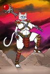 anthro big_breasts breasts clothed clothing dark_clouds domestic_cat felid feline felis female fur hayakain hi_res huge_breasts kitty_(hayakain) mammal mortal_kombat skimpy solo white_body white_fur