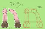 animal_genitalia animal_penis balls brown_balls disembodied_penis erection genital_shot genitals green_background hi_res kaiza_teira male mammal outline penis penis_shot pink_penis simple_background solo tapir tapir_penis